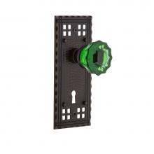 Nostalgic Warehouse 721364 - Nostalgic Warehouse Craftsman Plate with Keyhole Passage Crystal Emerald Glass Door Knob in Timele