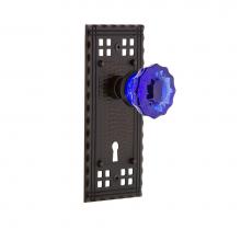 Nostalgic Warehouse 721372 - Nostalgic Warehouse Craftsman Plate with Keyhole Passage Crystal Cobalt Glass Door Knob in Timeles