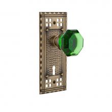 Nostalgic Warehouse 721376 - Nostalgic Warehouse Craftsman Plate with Keyhole Passage Waldorf Emerald Door Knob in Antique Bras