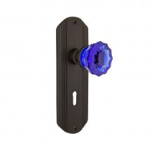 Nostalgic Warehouse 721433 - Nostalgic Warehouse Deco Plate with Keyhole Passage Crystal Cobalt Glass Door Knob in Oil-Rubbed B