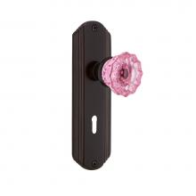 Nostalgic Warehouse 721456 - Nostalgic Warehouse Deco Plate with Keyhole Passage Crystal Pink Glass Door Knob in Timeless Bronz
