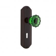 Nostalgic Warehouse 721458 - Nostalgic Warehouse Deco Plate with Keyhole Passage Crystal Emerald Glass Door Knob in Timeless Br