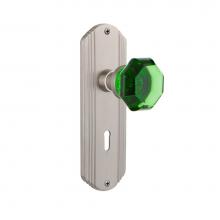 Nostalgic Warehouse 721496 - Nostalgic Warehouse Deco Plate with Keyhole Passage Waldorf Emerald Door Knob in Satin Nickel