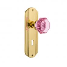 Nostalgic Warehouse 721503 - Nostalgic Warehouse Deco Plate with Keyhole Passage Waldorf Pink Door Knob in Unlaquered Brass