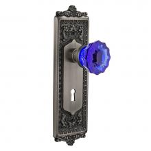 Nostalgic Warehouse 721536 - Nostalgic Warehouse Egg & Dart Plate with Keyhole Passage Crystal Cobalt Glass Door Knob in An