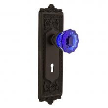 Nostalgic Warehouse 721539 - Nostalgic Warehouse Egg & Dart Plate with Keyhole Passage Crystal Cobalt Glass Door Knob in Oi