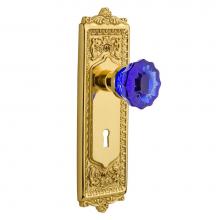 Nostalgic Warehouse 721551 - Nostalgic Warehouse Egg & Dart Plate with Keyhole Passage Crystal Cobalt Glass Door Knob in Un