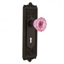Nostalgic Warehouse 721553 - Nostalgic Warehouse Egg & Dart Plate with Keyhole Passage Crystal Pink Glass Door Knob in Oil-