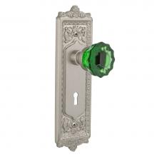 Nostalgic Warehouse 721561 - Nostalgic Warehouse Egg & Dart Plate with Keyhole Passage Crystal Emerald Glass Door Knob in S