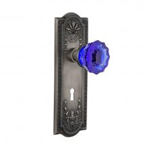 Nostalgic Warehouse 721634 - Nostalgic Warehouse Meadows Plate with Keyhole Passage Crystal Cobalt Glass Door Knob in Antique P