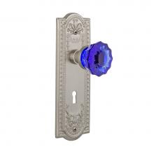 Nostalgic Warehouse 721643 - Nostalgic Warehouse Meadows Plate with Keyhole Passage Crystal Cobalt Glass Door Knob in Satin Nic