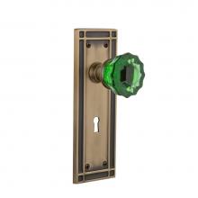 Nostalgic Warehouse 721724 - Nostalgic Warehouse Mission Plate with Keyhole Passage Crystal Emerald Glass Door Knob in Antique