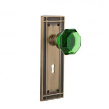 Nostalgic Warehouse 721754 - Nostalgic Warehouse Mission Plate with Keyhole Passage Waldorf Emerald Door Knob in Antique Brass