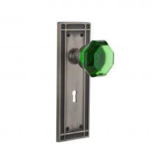 Nostalgic Warehouse 721758 - Nostalgic Warehouse Mission Plate with Keyhole Passage Waldorf Emerald Door Knob in Antique Pewter
