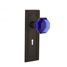 Nostalgic Warehouse 721768 - Nostalgic Warehouse Mission Plate with Keyhole Passage Waldorf Cobalt Door Knob in Oil-Rubbed Bron