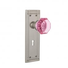 Nostalgic Warehouse 721785 - Nostalgic Warehouse Mission Plate with Keyhole Passage Waldorf Pink Door Knob in Satin Nickel