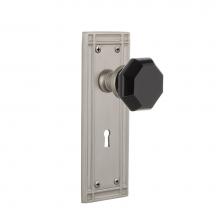 Nostalgic Warehouse 721787 - Nostalgic Warehouse Mission Plate with Keyhole Passage Waldorf Black Door Knob in Satin Nickel