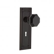 Nostalgic Warehouse 721791 - Nostalgic Warehouse Mission Plate with Keyhole Passage Waldorf Black Door Knob in Timeless Bronze