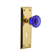 Nostalgic Warehouse 721823 - Nostalgic Warehouse New York Plate with Keyhole Passage Crystal Cobalt Glass Door Knob in Unlaquer