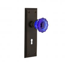 Nostalgic Warehouse 721826 - Nostalgic Warehouse New York Plate with Keyhole Passage Crystal Cobalt Glass Door Knob in Oil-Rubb