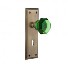 Nostalgic Warehouse 721842 - Nostalgic Warehouse New York Plate with Keyhole Passage Waldorf Emerald Door Knob in Antique Brass