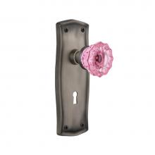 Nostalgic Warehouse 721916 - Nostalgic Warehouse Prairie Plate with Keyhole Passage Crystal Pink Glass Door Knob in Antique Pew