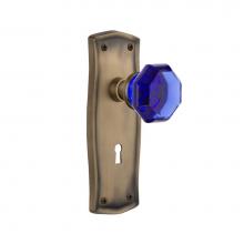 Nostalgic Warehouse 721952 - Nostalgic Warehouse Prairie Plate with Keyhole Passage Waldorf Cobalt Door Knob in Antique Brass