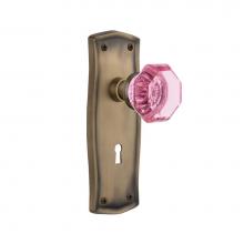 Nostalgic Warehouse 721965 - Nostalgic Warehouse Prairie Plate with Keyhole Passage Waldorf Pink Door Knob in Antique Brass