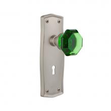 Nostalgic Warehouse 721986 - Nostalgic Warehouse Prairie Plate with Keyhole Passage Waldorf Emerald Door Knob in Satin Nickel