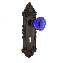 Nostalgic Warehouse 722053 - Nostalgic Warehouse Victorian Plate with Keyhole Passage Crystal Cobalt Glass Door Knob in Timeles