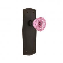 Nostalgic Warehouse 722508 - Nostalgic Warehouse Prairie Plate Single Dummy Crystal Pink Glass Door Knob in Oil-Rubbed Bronze