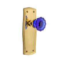 Nostalgic Warehouse 722512 - Nostalgic Warehouse Prairie Plate Single Dummy Crystal Cobalt Glass Door Knob in Polished Brass