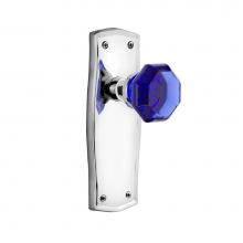 Nostalgic Warehouse 722531 - Nostalgic Warehouse Prairie Plate Single Dummy Waldorf Cobalt Door Knob in Bright Chrome