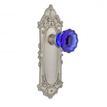 Nostalgic Warehouse 722673 - Nostalgic Warehouse Victorian Plate Single Dummy Crystal Cobalt Glass Door Knob in Satin Nickel