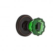 Nostalgic Warehouse 723114 - Nostalgic Warehouse Classic Rosette Double Dummy Crystal Emerald Glass Door Knob in Timeless Bronz