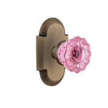 Nostalgic Warehouse 723150 - Nostalgic Warehouse Cottage Plate Double Dummy Crystal Pink Glass Door Knob in Antique Brass