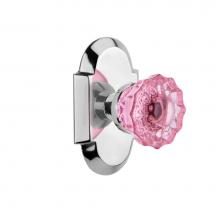 Nostalgic Warehouse 723156 - Nostalgic Warehouse Cottage Plate Double Dummy Crystal Pink Glass Door Knob in Bright Chrome