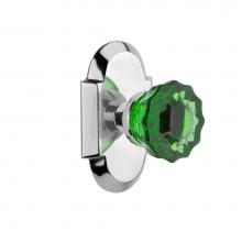 Nostalgic Warehouse 723158 - Nostalgic Warehouse Cottage Plate Double Dummy Crystal Emerald Glass Door Knob in Bright Chrome