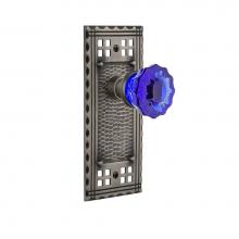 Nostalgic Warehouse 723203 - Nostalgic Warehouse Craftsman Plate Double Dummy Crystal Cobalt Glass Door Knob in Antique Pewter
