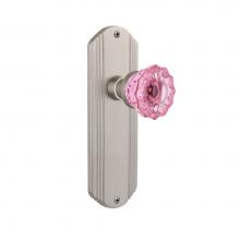 Nostalgic Warehouse 723249 - Nostalgic Warehouse Deco Plate Double Dummy Crystal Pink Glass Door Knob in Satin Nickel