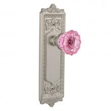 Nostalgic Warehouse 723302 - Nostalgic Warehouse Egg & Dart Plate Double Dummy Crystal Pink Glass Door Knob in Satin Nickel