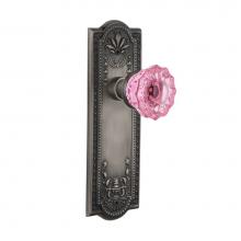 Nostalgic Warehouse 723342 - Nostalgic Warehouse Meadows Plate Double Dummy Crystal Pink Glass Door Knob in Antique Pewter