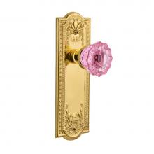 Nostalgic Warehouse 723357 - Nostalgic Warehouse Meadows Plate Double Dummy Crystal Pink Glass Door Knob in Unlaquered Brass