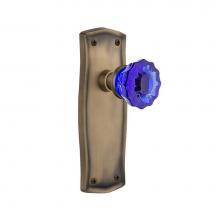 Nostalgic Warehouse 723480 - Nostalgic Warehouse Prairie Plate Double Dummy Crystal Cobalt Glass Door Knob in Antique Brass