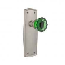 Nostalgic Warehouse 723496 - Nostalgic Warehouse Prairie Plate Double Dummy Crystal Emerald Glass Door Knob in Satin Nickel