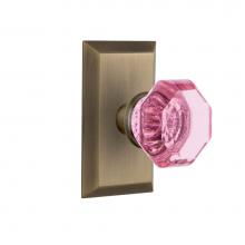 Nostalgic Warehouse 723613 - Nostalgic Warehouse Studio Plate Double Dummy Waldorf Pink Door Knob in Antique Brass