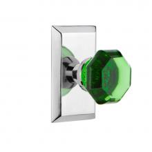 Nostalgic Warehouse 723622 - Nostalgic Warehouse Studio Plate Double Dummy Waldorf Emerald Door Knob in Bright Chrome