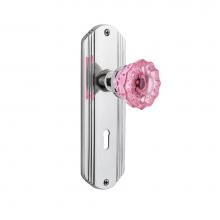 Nostalgic Warehouse 723730 - Nostalgic Warehouse Deco Plate with Keyhole Double Dummy Crystal Pink Glass Door Knob in Bright Ch