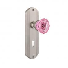 Nostalgic Warehouse 723739 - Nostalgic Warehouse Deco Plate with Keyhole Double Dummy Crystal Pink Glass Door Knob in Satin Nic