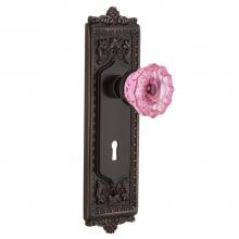 Nostalgic Warehouse 723795 - Nostalgic Warehouse Egg & Dart Plate with Keyhole Double Dummy Crystal Pink Glass Door Knob in